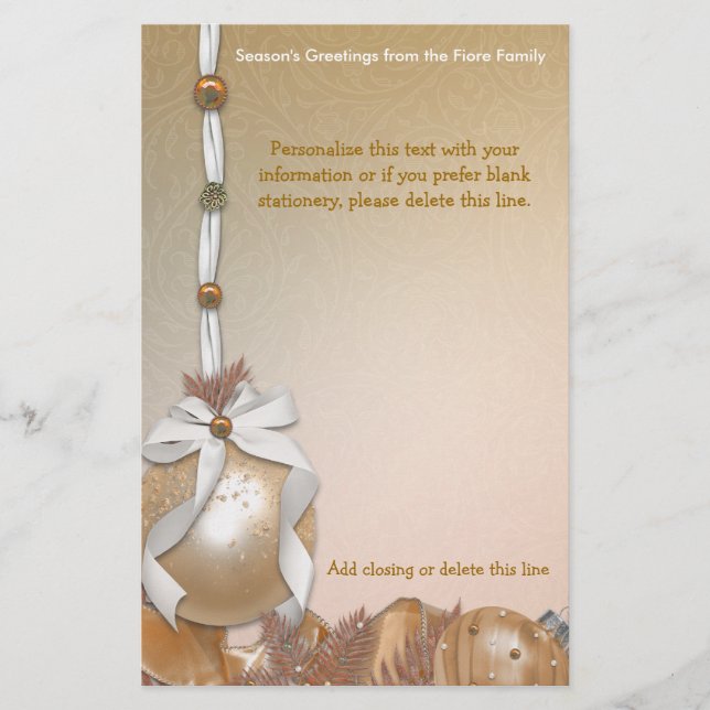 Customisable Gold Ornaments Stationery (Front)