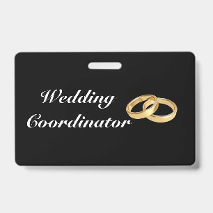 Customisable Gold Rings Wedding Coordinator Badge ID Badge
