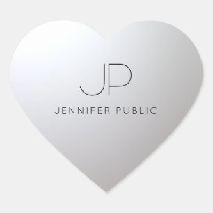 Customisable Gold Silver Template Initial Monogram Heart Sticker