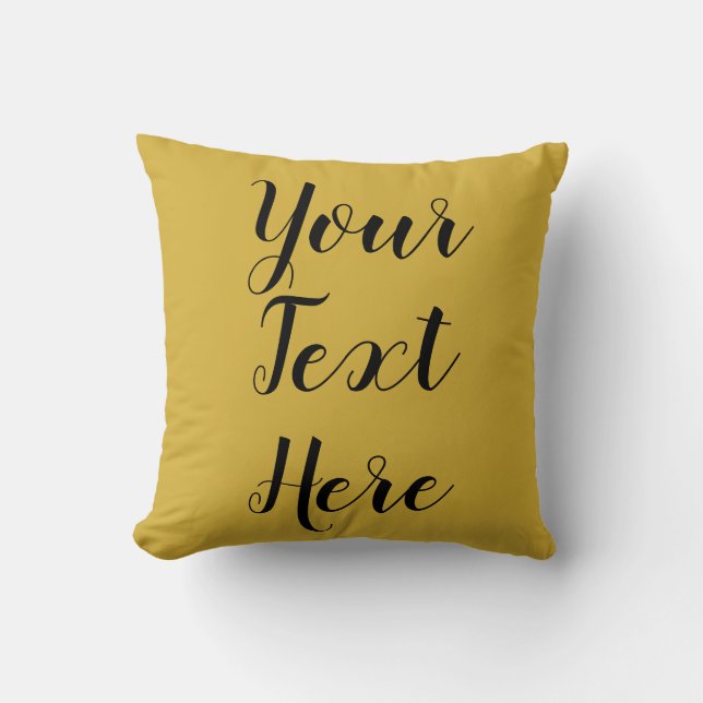 Customisable Gold Throw Cushion with Own text (Front)