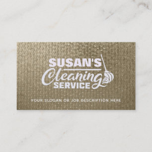 Customisable Gold & White Cleaning Business Cards