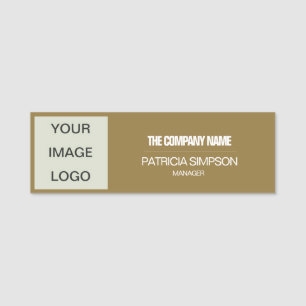Customisable Golden Brown: Company Logo Name Title Tag
