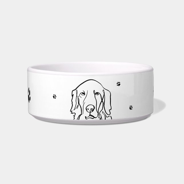 Customisable Golden Retriever Line Art Bowl (Front)