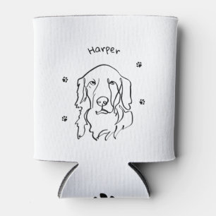 Customisable Golden Retriever Line Art Can Cooler