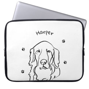 Customisable Golden Retriever Line Art Laptop Sleeve