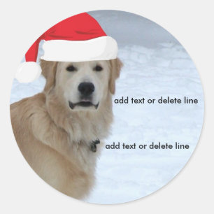 Customisable Golden Retriever Santa Hat Sticker