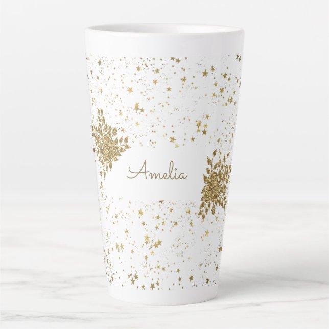 Customisable Golden Sparkle Latte Mug (Front)