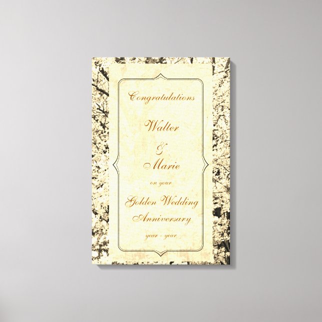 Customisable Golden Wedding Anniversary Canvas Print (Front)