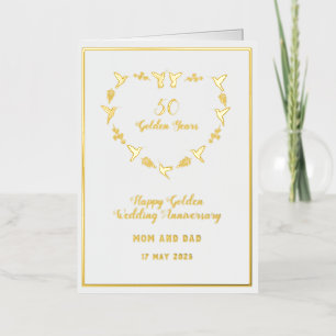 Customisable Golden Wedding Anniversary Foil Greeting Card