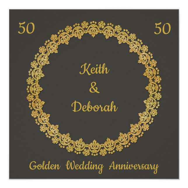 Customisable Golden Wedding Anniversary Poster (Front)