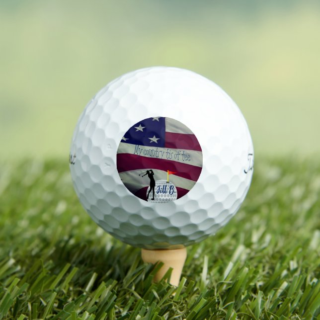 Customisable Golfer's Gift Flag Patriotic  Golf Balls (Insitu Tee)