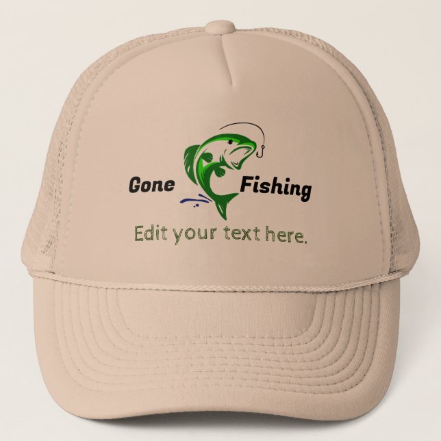 Customisable Gone Fishing Trucker Hat (Front)