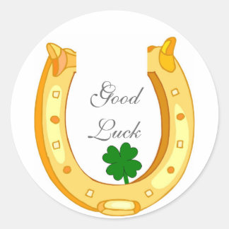 Customisable Good Luck Horseshoe Classic Round Sticker