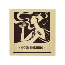 Customisable Good Morning Coffee Art Nouveau Woman
