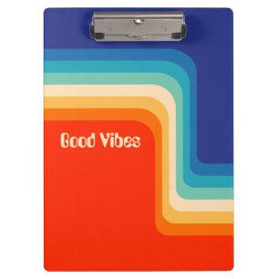 Customisable Good Vibes 70s Ombre Clipboard