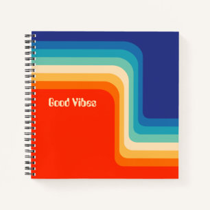 Customisable Good Vibes 70s Ombre Notebook