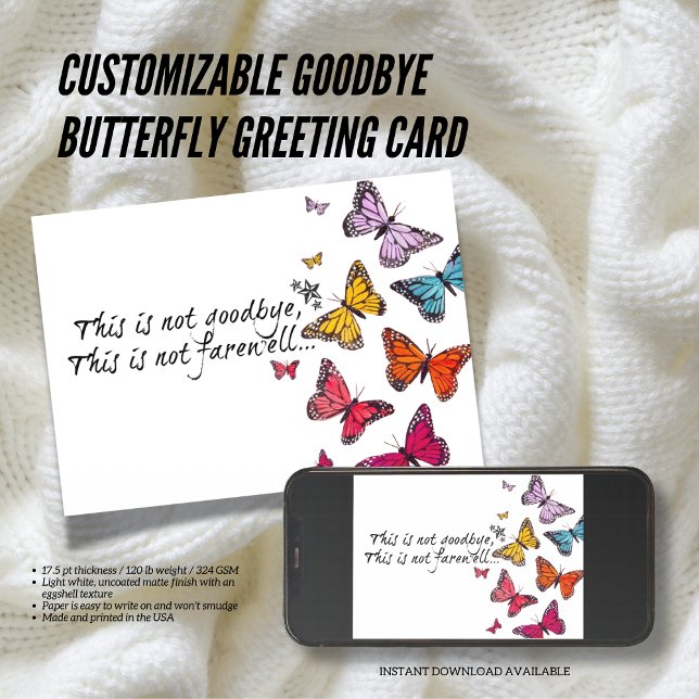 Customisable Goodbye Butterfly Greeting Card ( The Butterfly Studio
Customizable Goodbye Butterfly Greeting Card)