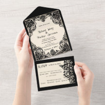 Customisable Gothic All in One Wedding Invite