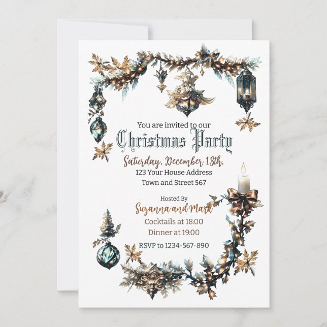 Customisable Gothic Christmas Party invitation (Front)