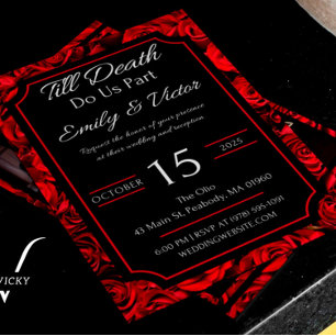 Customisable Gothic Rose Wedding Invitations