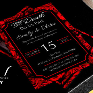 Customisable Gothic Rose Wedding Invitations