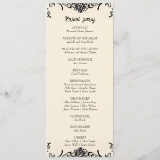 Customisable Gothic Wedding Programme