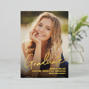 Customisable Graduate photo Class year University Foil Holiday Card