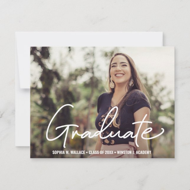 Customisable Graduate Script Photo Announcement (Front)
