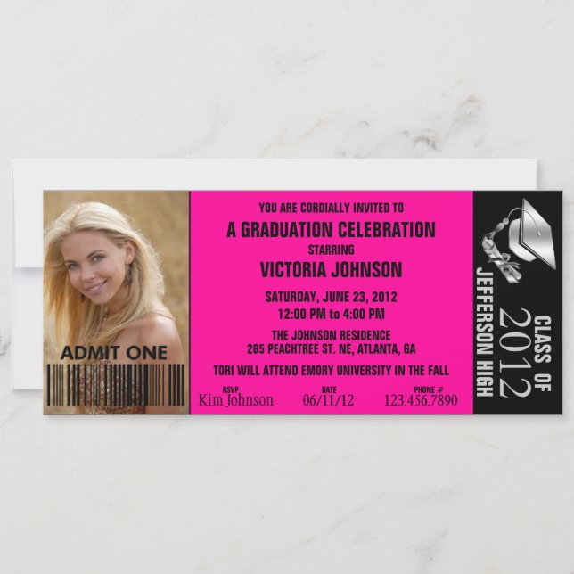 Customisable Graduation Admission Ticket Invite (Front)