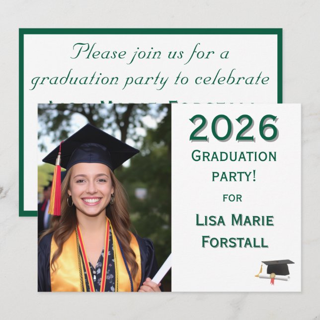 Customisable Graduation  Invitation (Front/Back)