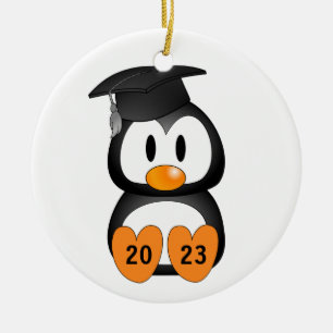Customisable Graduation Penguin Ceramic Tree Decoration