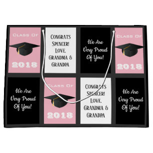 Customisable Graduation Pink Large Gift Bag