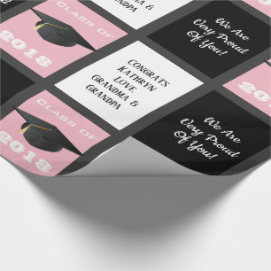 Customisable Graduation Pink Wrapping Paper