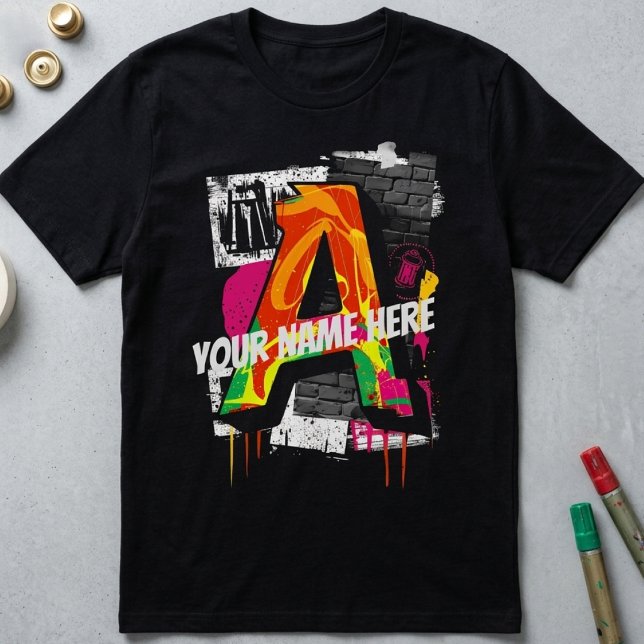 Customisable Graffiti Style Letter "A" Graphic T-Shirt (Creator Uploaded)