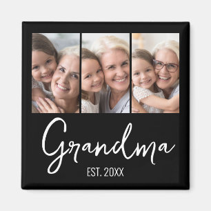 Customisable Grandma Established Year 3 Photo Magnet