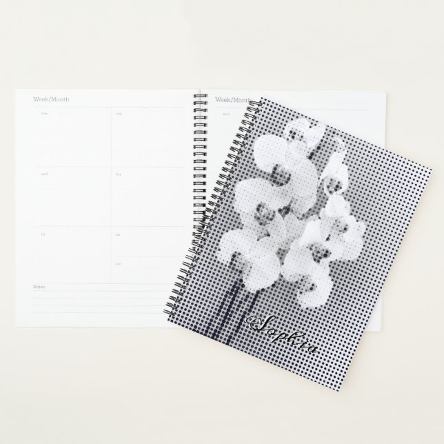 Customisable Graphic Orchid Polka Dots Pattern Planner (Display)