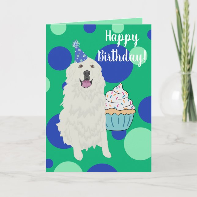 Customisable Great Pyrenees  Birthday Card (Front)