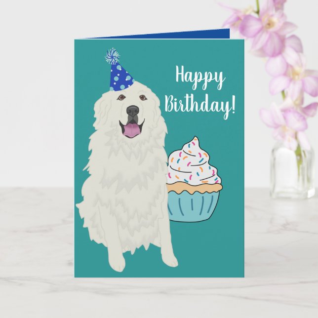 Customisable Great Pyrenees Birthday Card (Orchid)