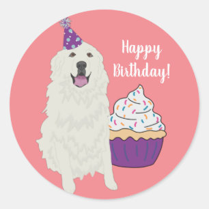 Customisable Great Pyrenees Birthday Classic Roun Classic Round Sticker
