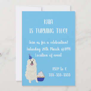 Customisable Great Pyrenees Birthday Invitation