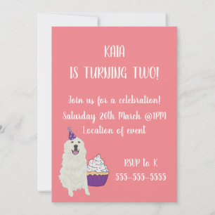 Customisable Great Pyrenees  Birthday  Invitation