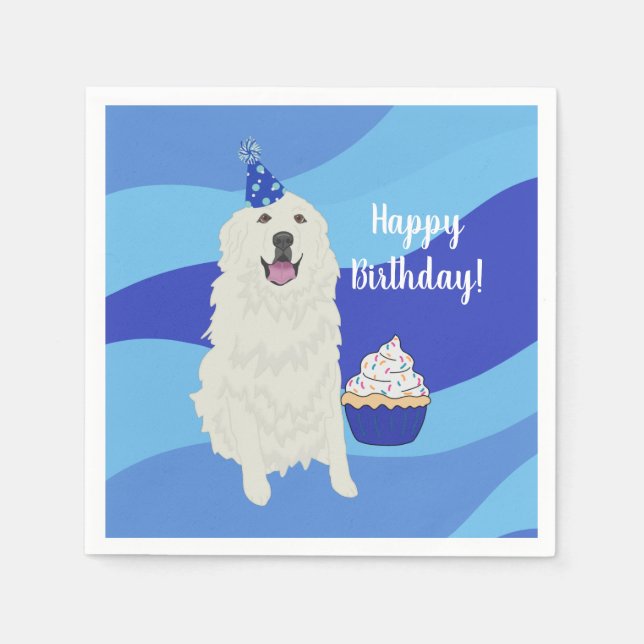 Customisable Great Pyrenees Birthday Napkin (Front)