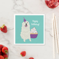 Customisable Great Pyrenees Birthday Napkins