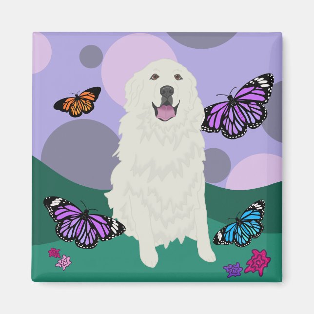 Customisable Great Pyrenees Butterfly  Magnet (Front)