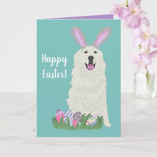Customisable Great Pyrenees Easter Card (Orchid)