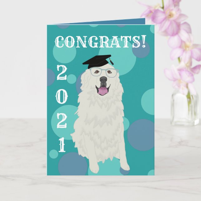 Customisable Great Pyrenees Graduation  Card (Orchid)