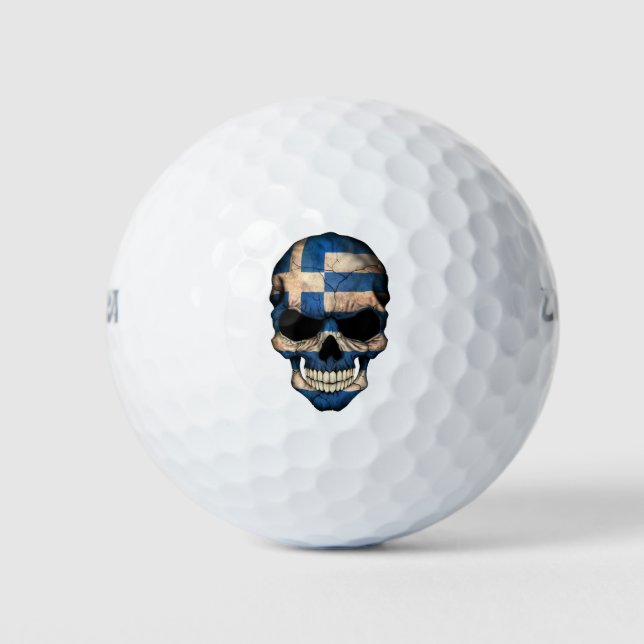 Customisable Greek Flag Skull Golf Balls (Front)