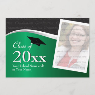 Customisable Green and Black Graduation Invitation