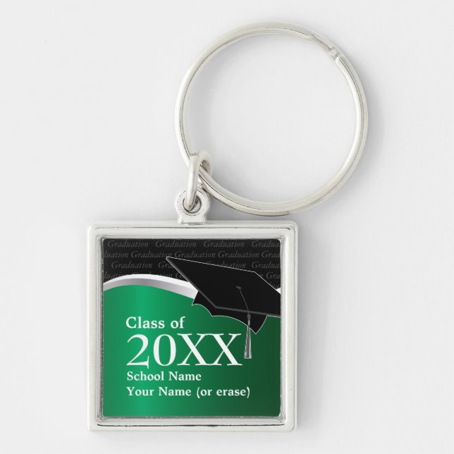 Customisable Green and Black Graduation Keychain (Front)