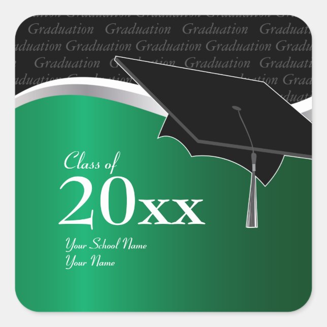Customisable Green and Black Graduation Sticker (Front)